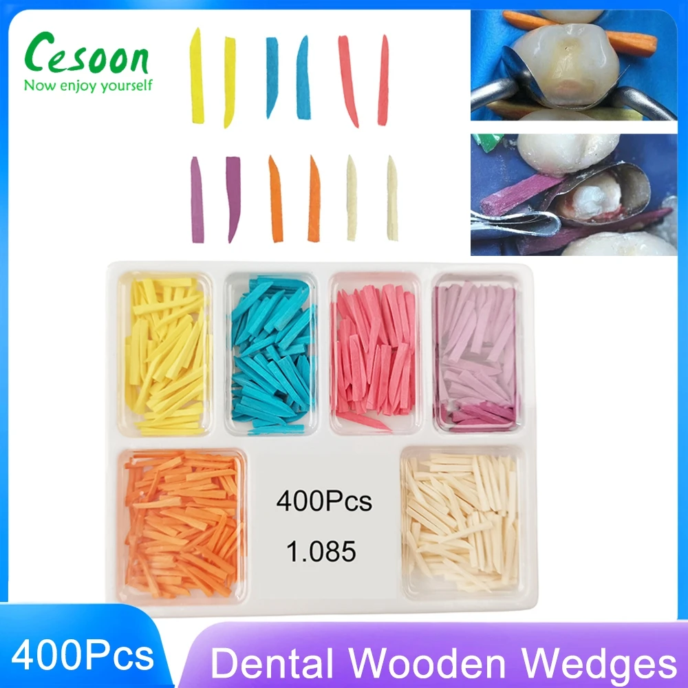 

400Pcs Dental Wooden Wedges Disposable Restoration Interdental Composite Contoured Wood Wooden Wedges 1.085 Teeth Restoration