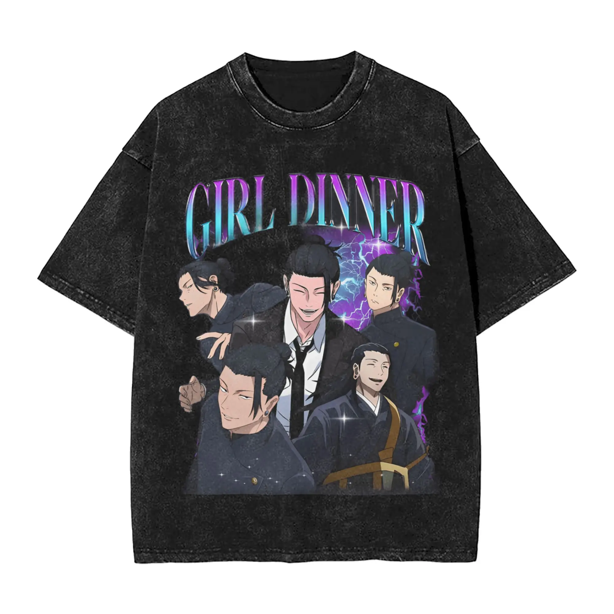 

Suguru Geto Men T Shirts Washed Girl Dinner Crazy Tee Shirt Short Sleeve Crewneck T-Shirt Pure Cotton Gift Idea Clothing