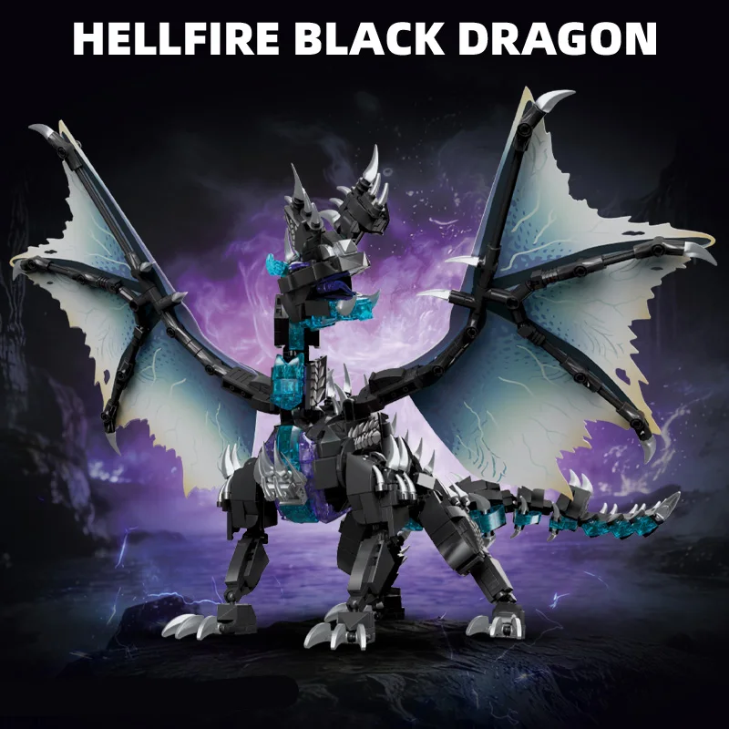 Creative 1087pcs Black Dragon Albatrions Figure Building Blocks MOC Assembly Monster Dragons Hunter Bricks Toys Adult view 2