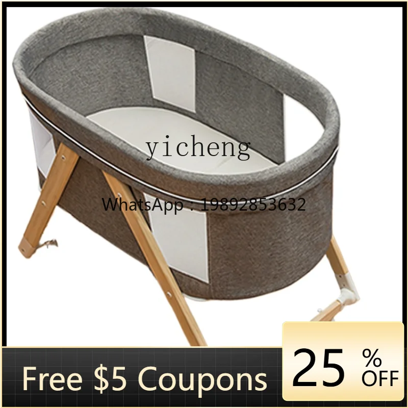 

ZZ Baby Crib Foldable Mobile Newborn Small Bed Stitching Bed