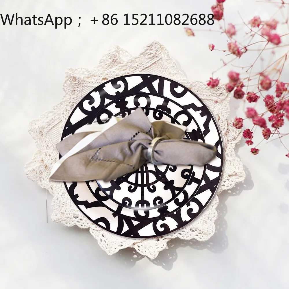 LLY light luxury gothic iron art bone porcelain plate set, creative dining table tableware, home desktop decorative plate