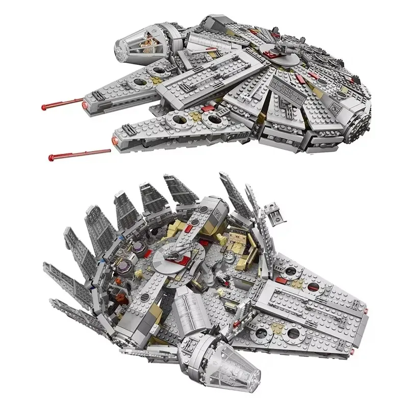 

1381 pieces of Millennium Falcon Ship Force Awakening Set compatible spaceship model building block toys as a children's gift
