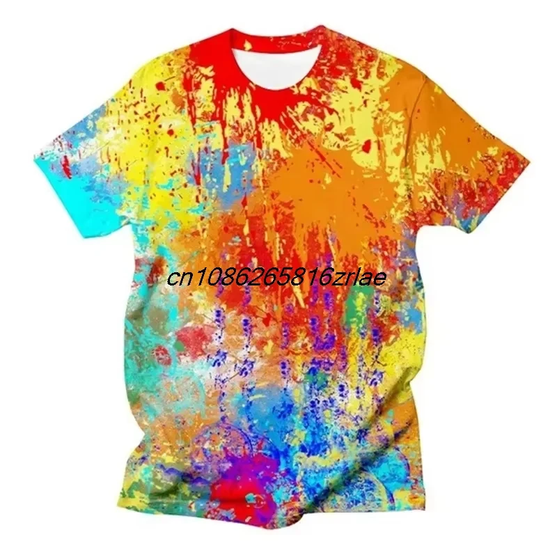 Fashion Paint 3D Printing T-shirt Hip-hop Street Wear for Men's T Shirt Round Neck Short Sleeve