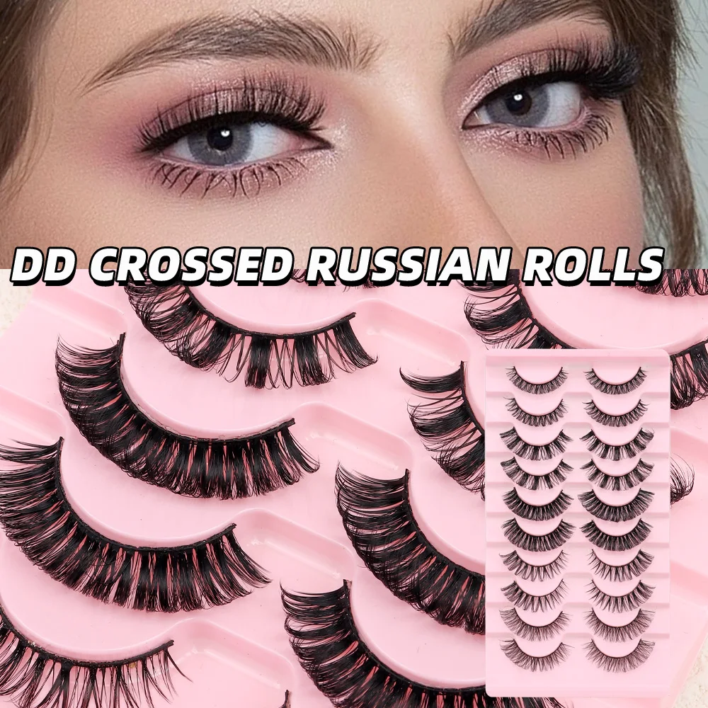 

10 pairs DD Curl Lashes Russian Mink False Eyelash Strip Lashes 3D Natural Reusable Fluffy Fake Eyelashes extensions Makeup