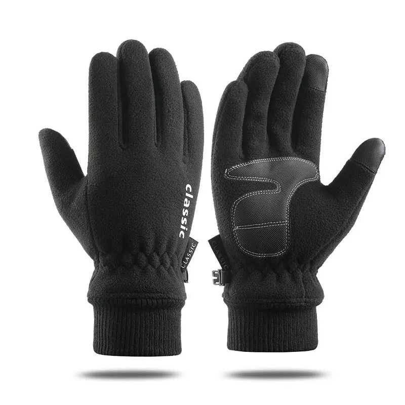 

Men Women Winter Polar Fleece Silica Gel Non Slip Touch Screen Riding Driving Mitten Plus Velvet Thick Warm Letter Glove F22