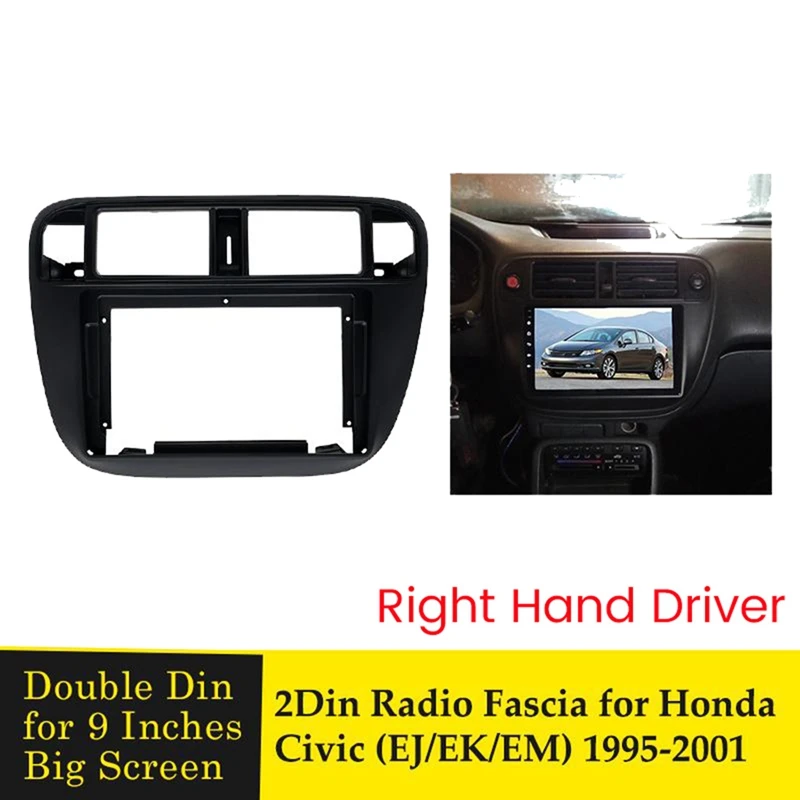 9 Inch 2 Din Car Stereo Radio Fascia for Honda Civic(EJ/EK/EM) 1996-2001 Video MP5 Player Panel Frame Dash Mount Kit RHD