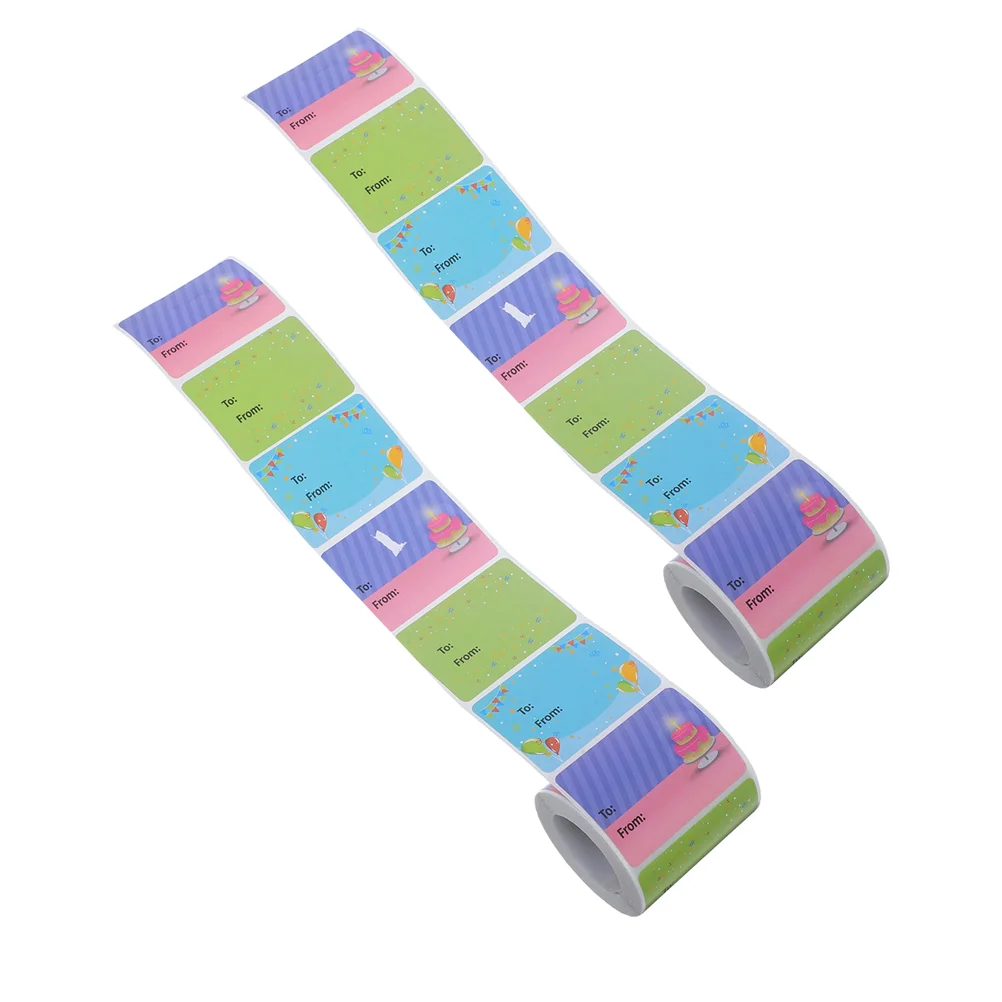 

2 Rolls of Birthday To from for Birthday Party Seal Labels for Treat Bag Party Favors Present Wrapping Envelope S