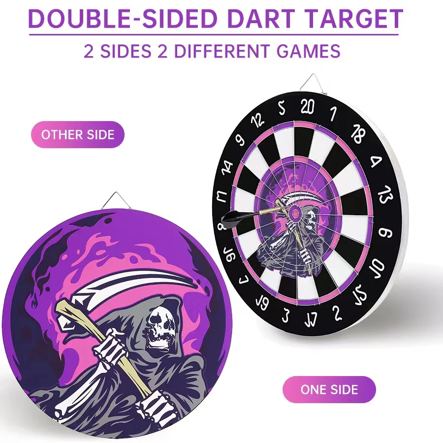 18inch Double-Sided Dartboard with Vibrant Color Printing and Exquisite Patterns - Enjoy Endless Fun with 6pcs 18g Iron Darts Se