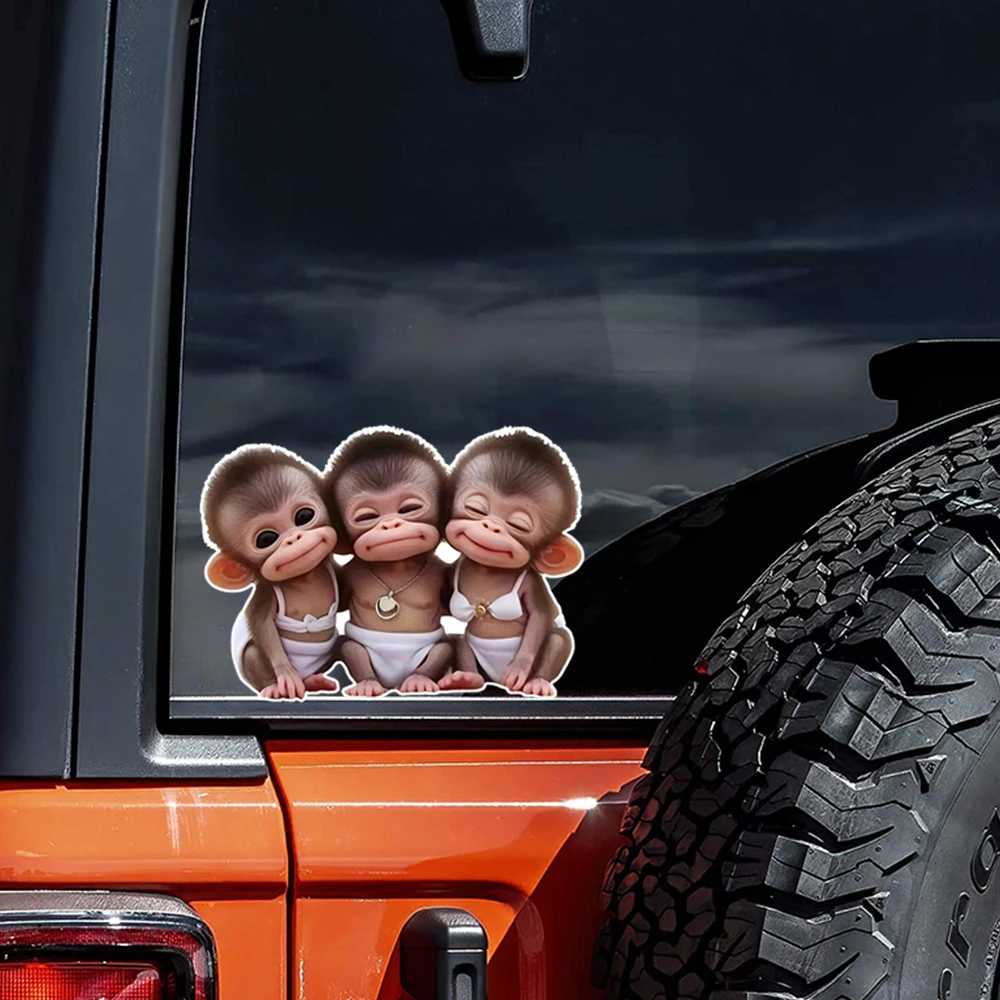 13x9.5 سنتيمتر لطيف الكرتون القرود ملصق حائط من الفينيل سيارة ملصق للسيارة ، الكمبيوتر المحمول ، شاحنة ، دراجة نارية ، نافذة ، الجدار ، شارات الأمتعة