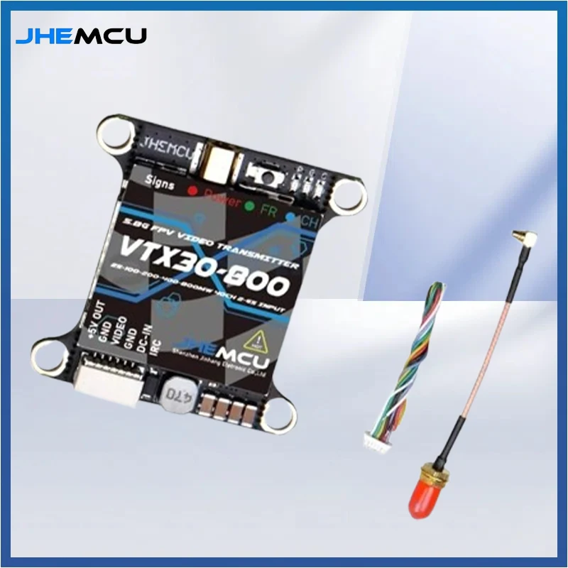 

JHEMCU VTX30-800 5.8G Diagram Transmission 2-6S 800MW FPV Through Machine IRC Image Transmission 30*30mm Hole Distance