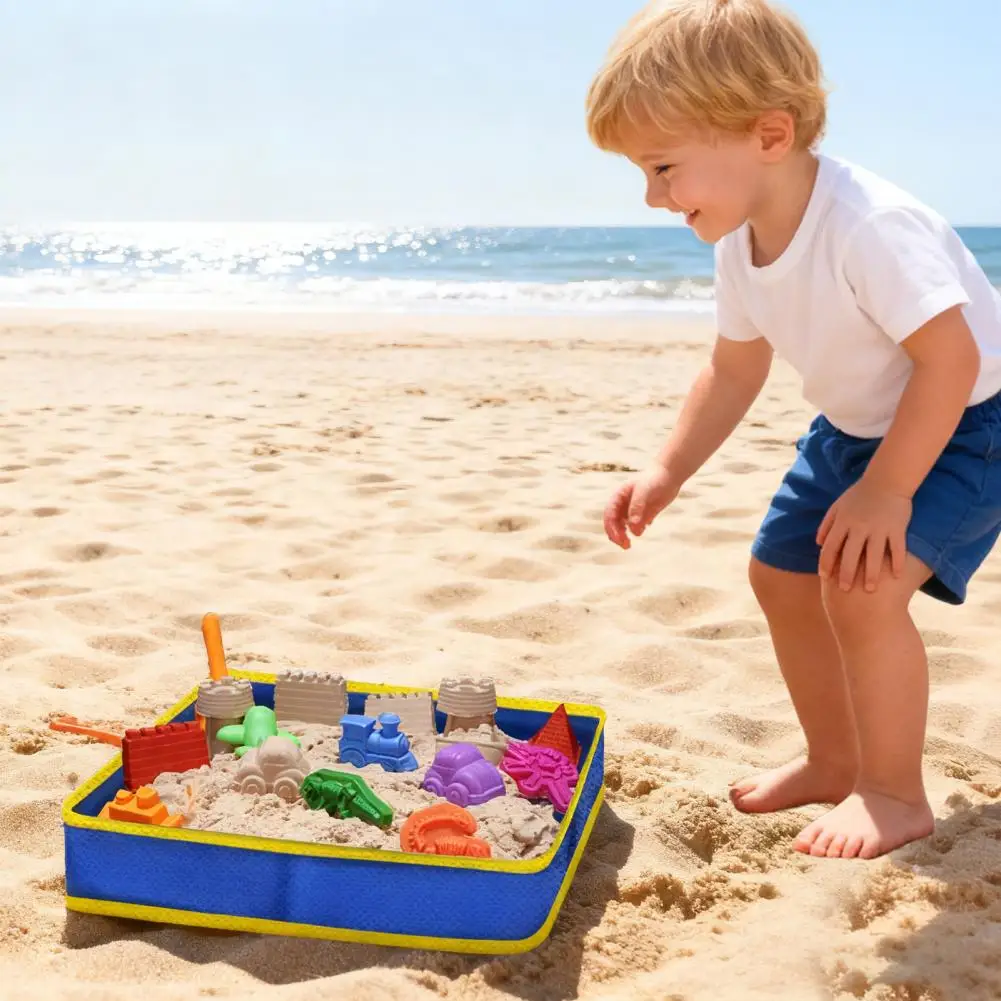 Opvouwbare stoffen zandbak Scheurbestendig polyester zandbak Waterdicht kinderstrandspeelgoed Opbergvak Stoffen zandbak met grote capaciteit