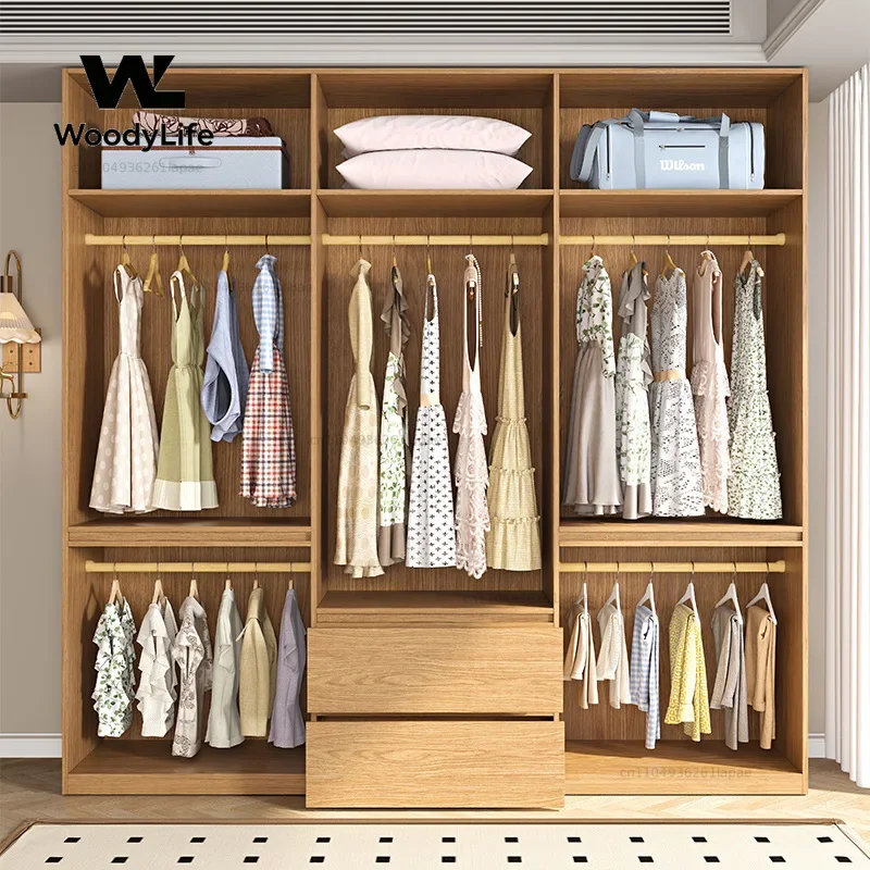 Light Luxury Wardrobes Mid-style Bedroom Storage One-door Wardrobes Ceiling Segmented Home Furniture Шкафы Для Одежды ZY40YG