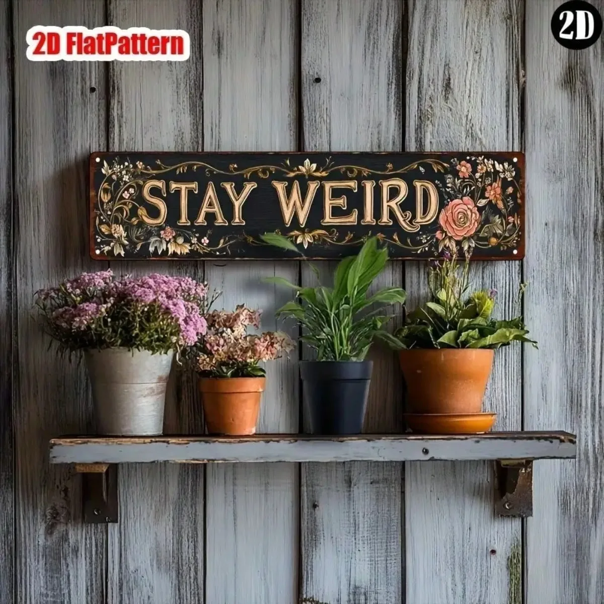 فن القصدير بتصميم الأزهار والفراشة | ديكور قوطي ريفي متين | مثالية للمنزل/البار/المقهى/المرآب #3