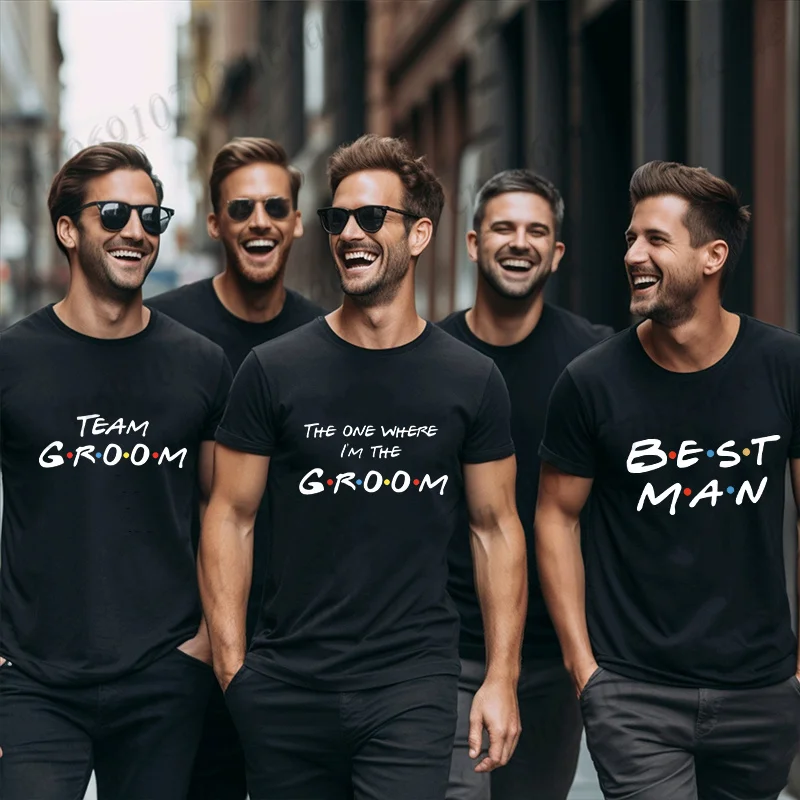 Team Groom Squad Best Man T-shirt Wine Crew Shirt Friends Single Bachelor EVG Party Squad Tshirt Engagement Wedding Y2k Tops