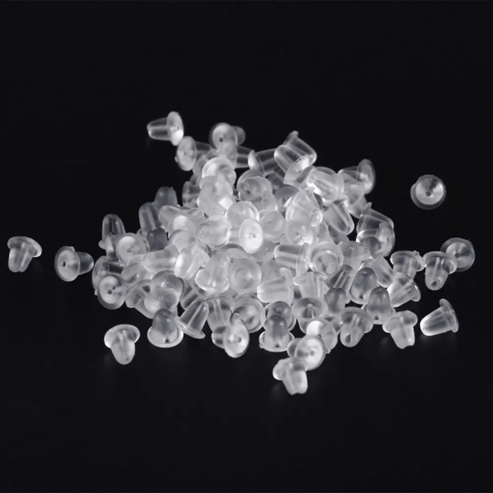 300Pcs Transparent Silicone-Like Rubber Earring Backs 3Mm Length 5Mm Diameter 0.5mm Hole for Secure Dangle Earrings Ear Plug