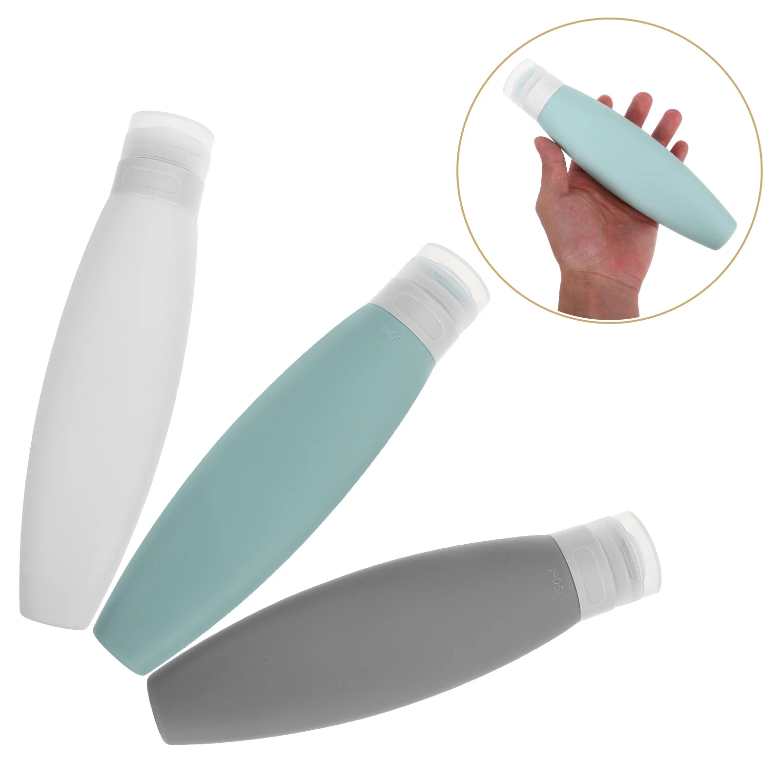 

3pcs 150ml Silicone Travel Bottles Portable Leakproof Refillable Containers for Shampoo Body Wash Lotion Liquid Soap Soft