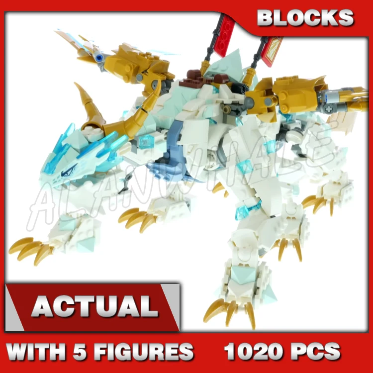 

1020pcs Shinobi Zane Ice Dragon Creature Temple Skeleton Warrior Golden Blades 11158 Building Block toys Compatible With Model