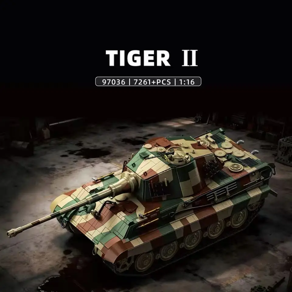 1:16 Big Size Technical 7261Pcs Tiger King Tank Building Blocks Heavy tank Model Bricks Desktop Decor Ornament Toys Adult Gifts