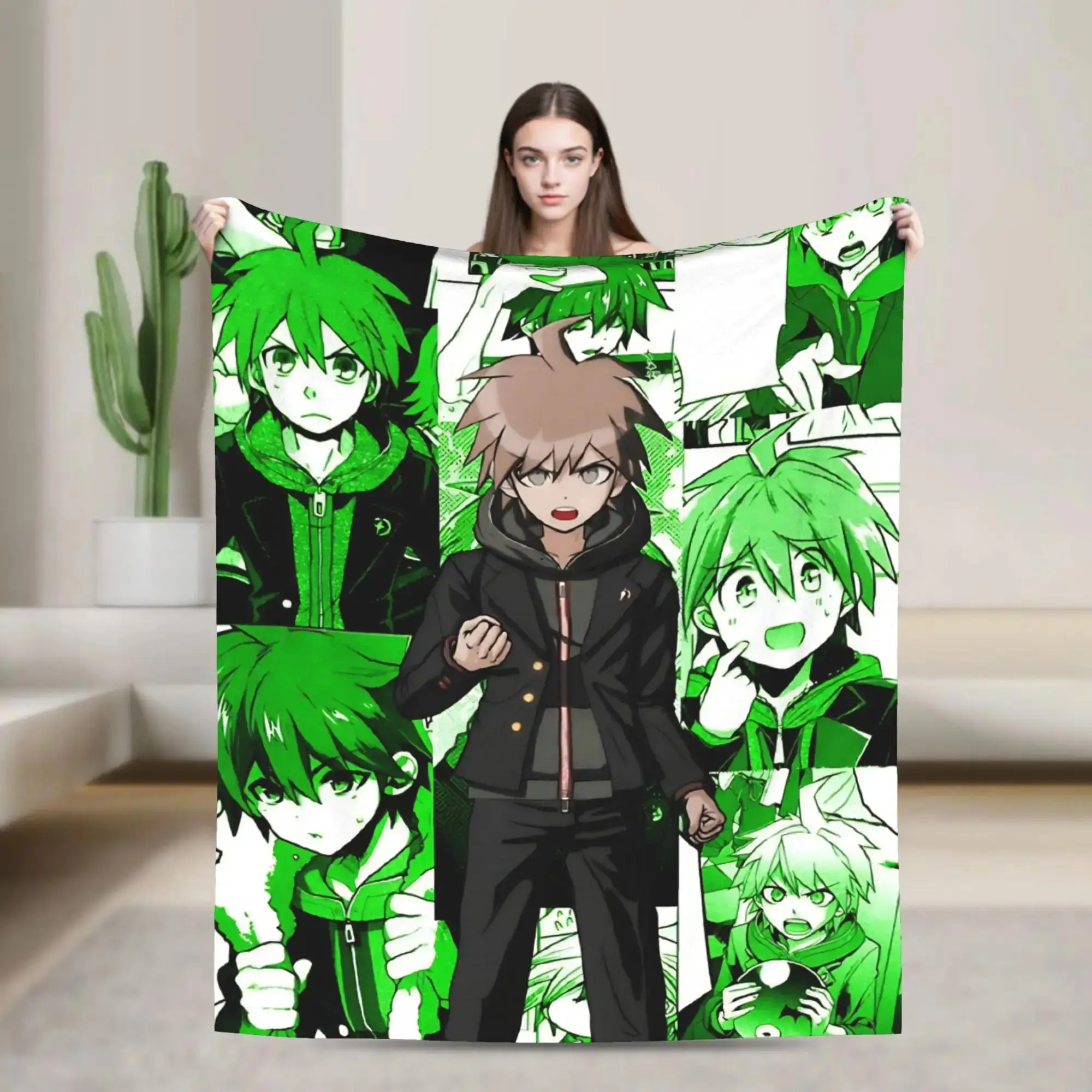 

Makoto Naegi Manga Flannel Blanket Soft Bedding Throw for Couch Chair Camping Novelty Sofa Bedspread Cover