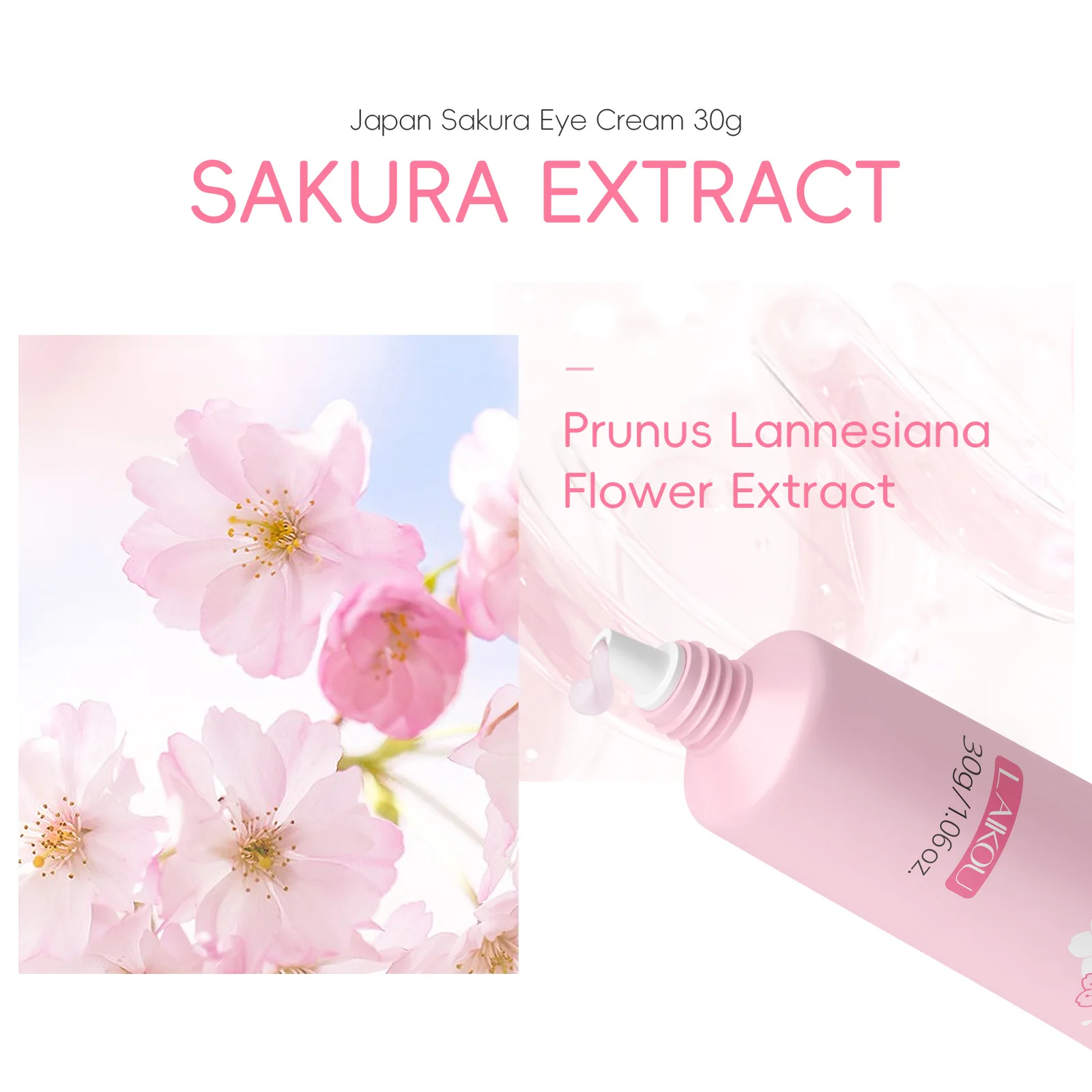

30g LAIKOU Sakura Serum Eye Massage Cream Firming Essence Remover Dark Circles Eye Bag Anti-Puffiness Eye Skin Care