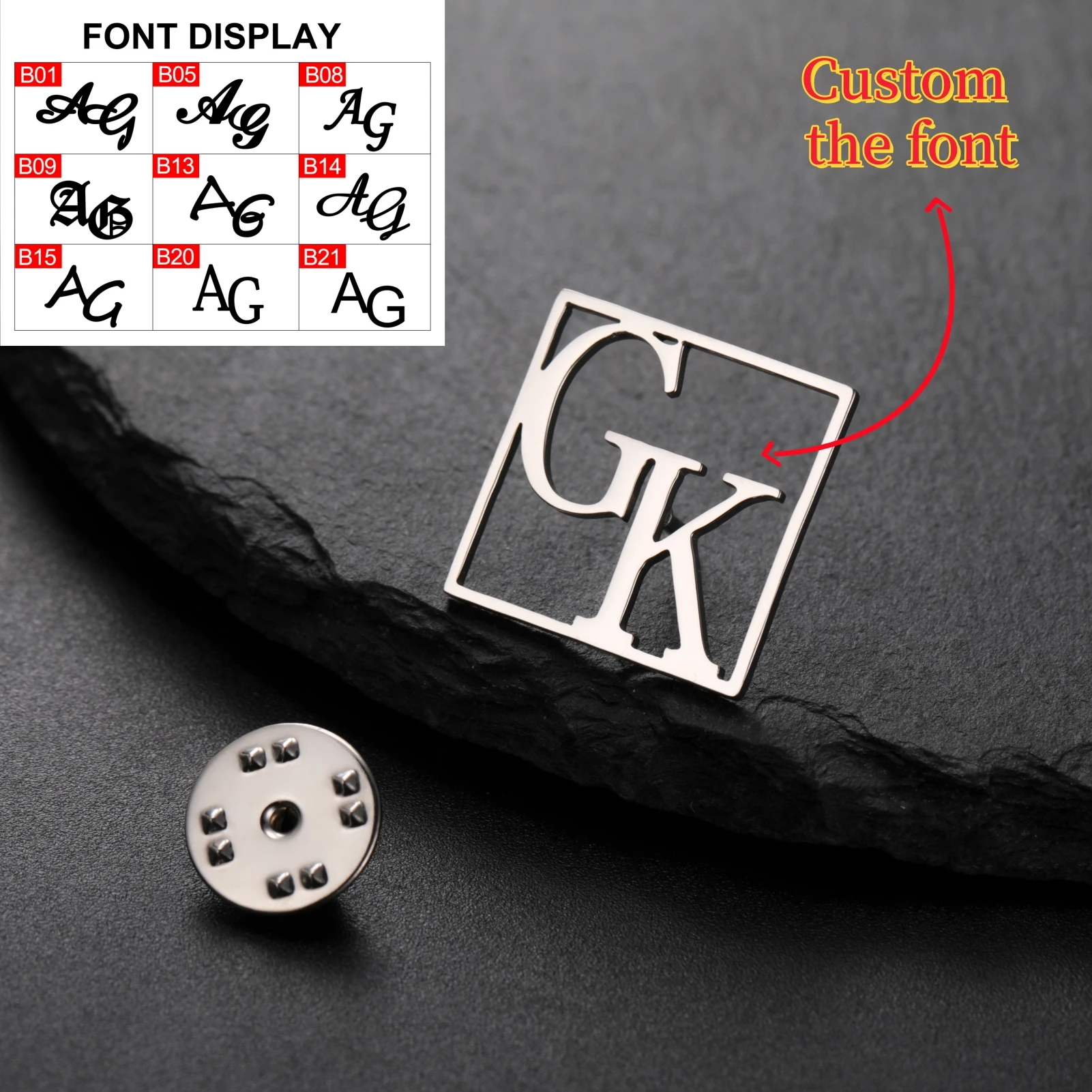 Personalized Initials Lapel Pin Custom Wedding Groom Brooch Gift for Groomsmen Custom Initials Stainless Steel Brooch Jewelry