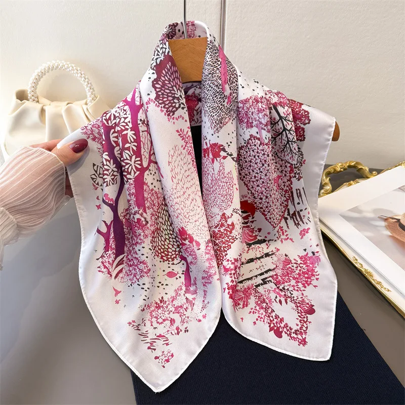 

70*70cm Zebra Stripes Print Head Scarf for Women Silk Square Scarves Foulard Bandana Fashion Decorate Hijab Female Neckerchief