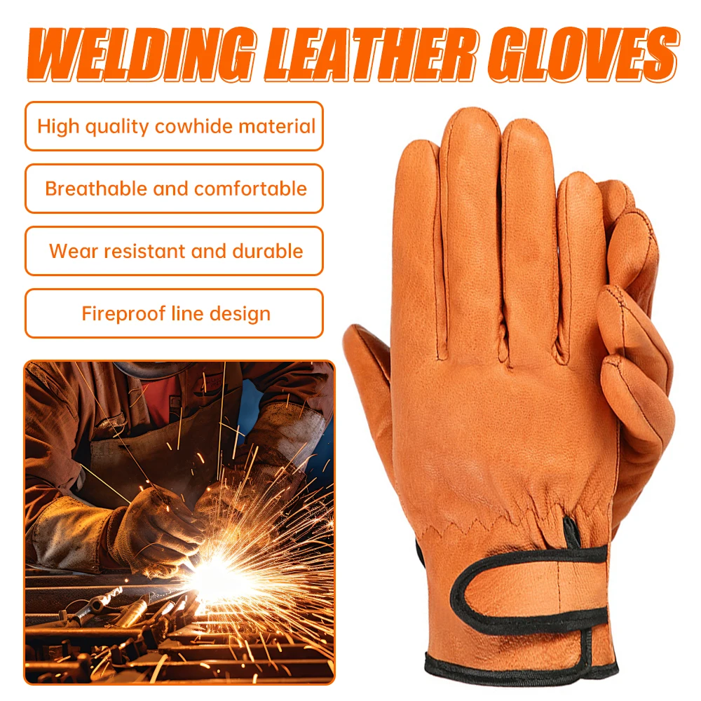 

Leather Welding Gloves Sheepskin Leather Workers Welding Work Gloves Safety Protection Motorcycle Driver Wear-resistant Glove