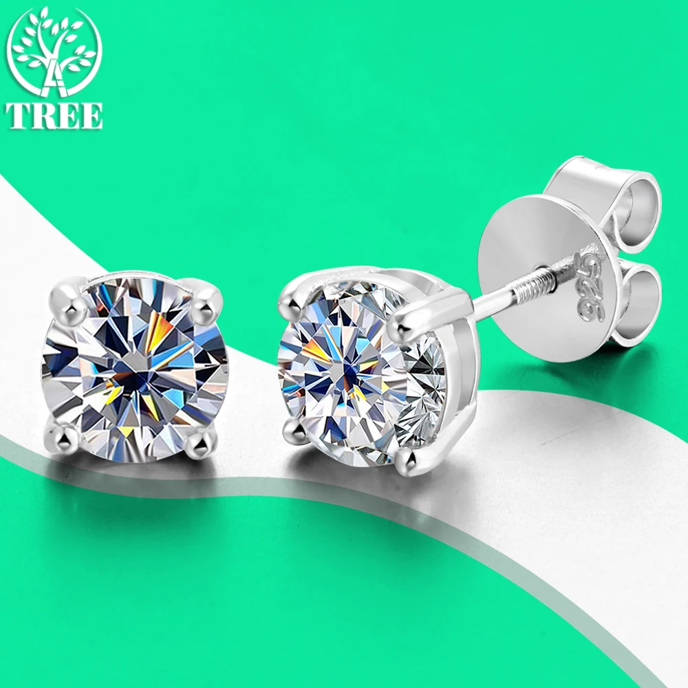 ALITREE 1ct D Color Moissanite Earrings 925 Sterling Sliver Plated Gold Diamond Ear Studs with GRA Certificate for Women Jewelry