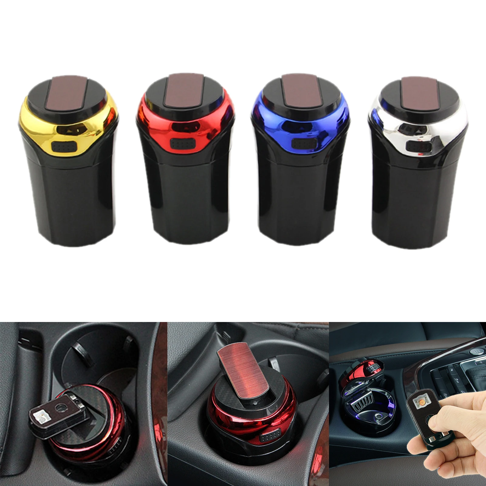 

Car Ashtray, Easy Clean Up Detachable Car Ashtray with Lid And Removable Lighter