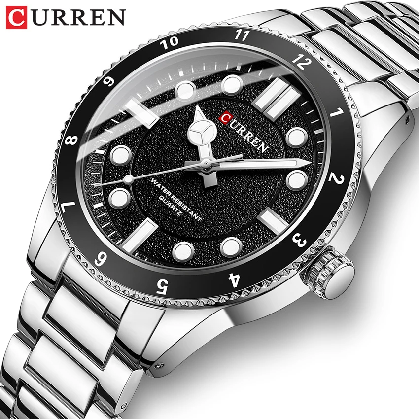 CURREN Men\'s Watches Classic Luxury Business Quartz Watch Fashion Big Dial Stainless steel Strap Military Wristwatch for Men