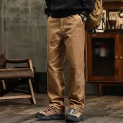 Spring Autumn New Solid Color Fashion Elastic Waist Straight Pants Man High Street Pure Cotton Loose Patchwork All-match Pants