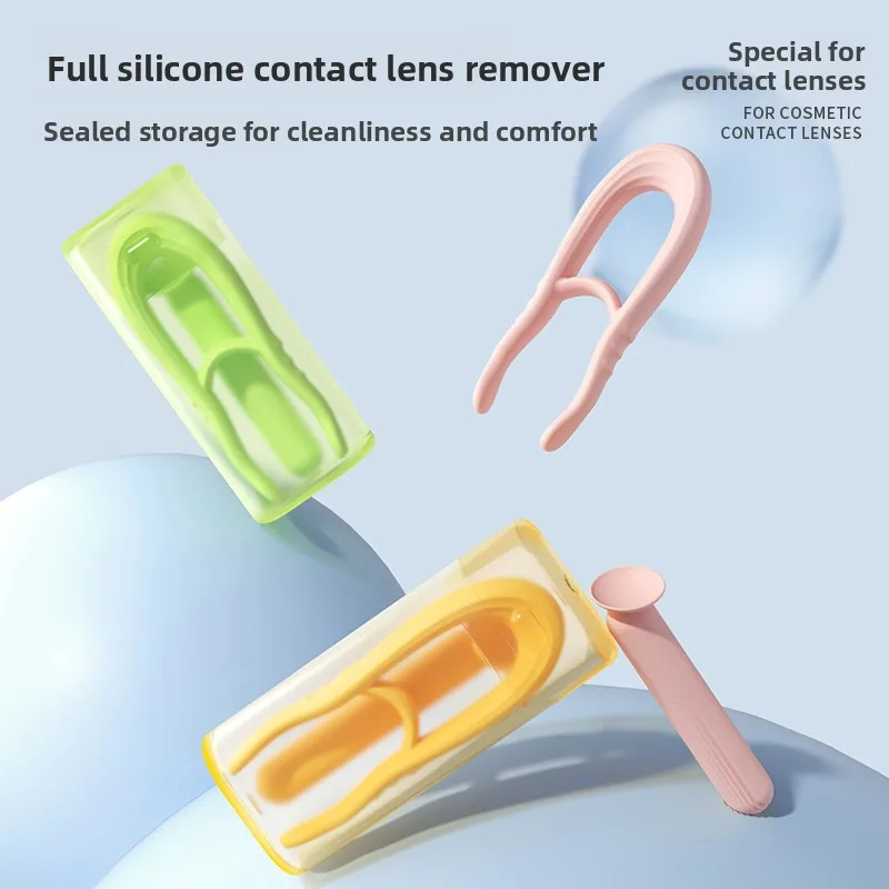 Silicone Contact Lens Holder, Clip, Tweezers, Straw, Contact Lens Remover, Disassembly Device, Assistive Wearing Tool