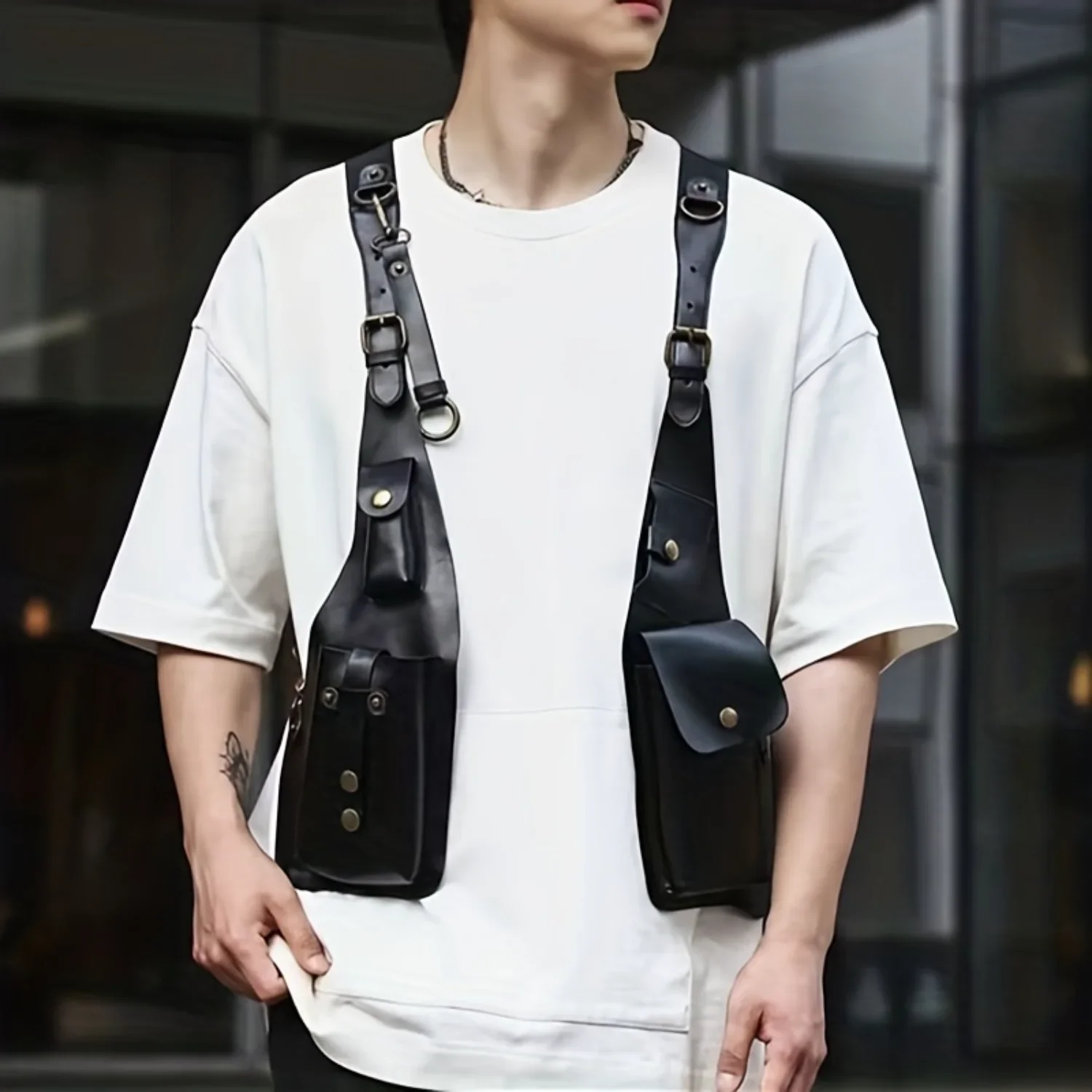 

Men's Retro Vest Chest Bag Backpack - Large Capacity, High Quality, Multi-functional