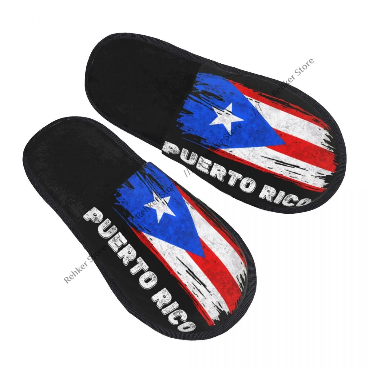 Puerto Rico Flag Indoor Slippers Furry Slipper Winter Home Shoes House Flat Closed Toe Slides Flip Flops