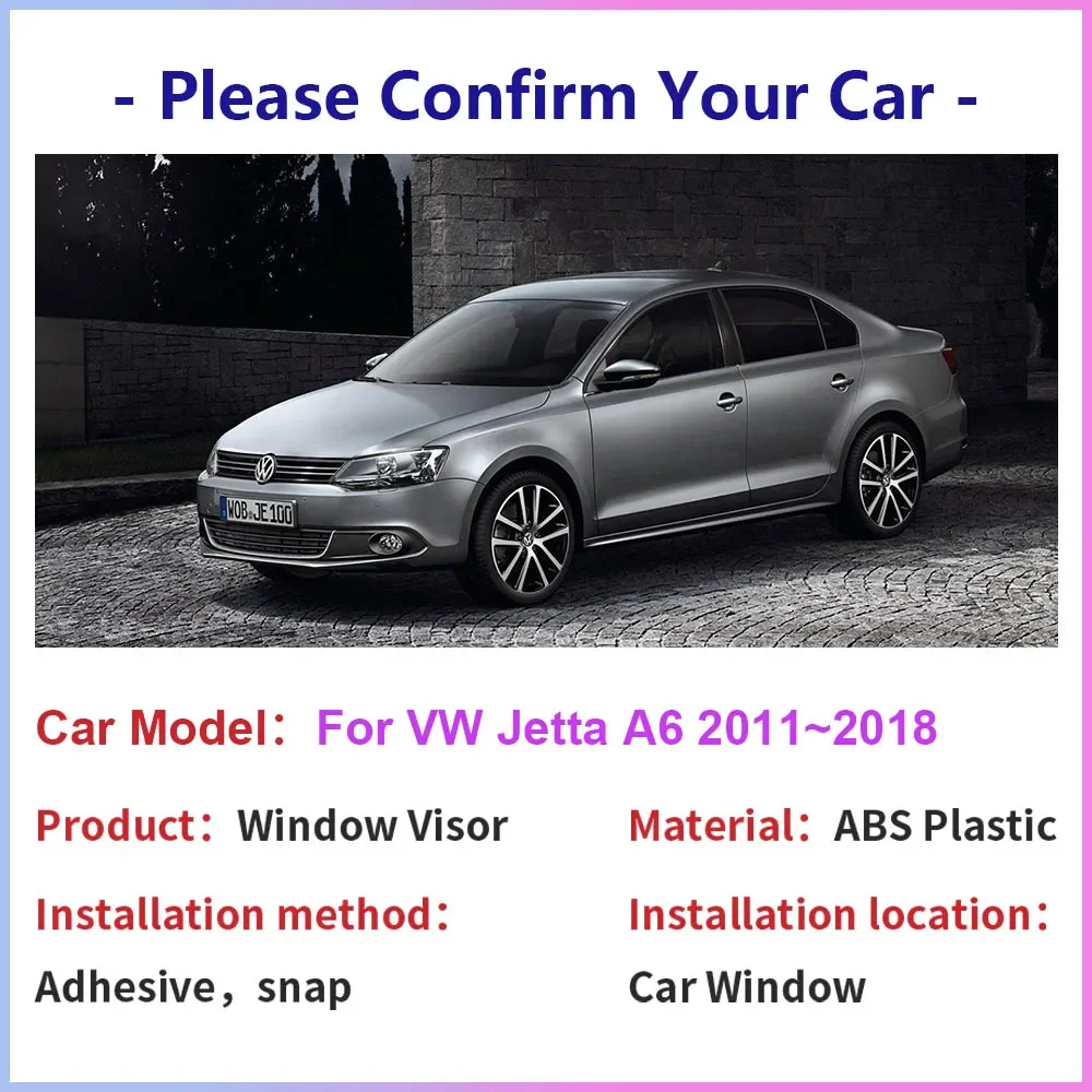 Car Windows Visor for Volkswagen VW Jetta A6 Vento GLI 2011~2018 Sun Rain Guards Deflector Awnings Vent Smoke Covers Accessories