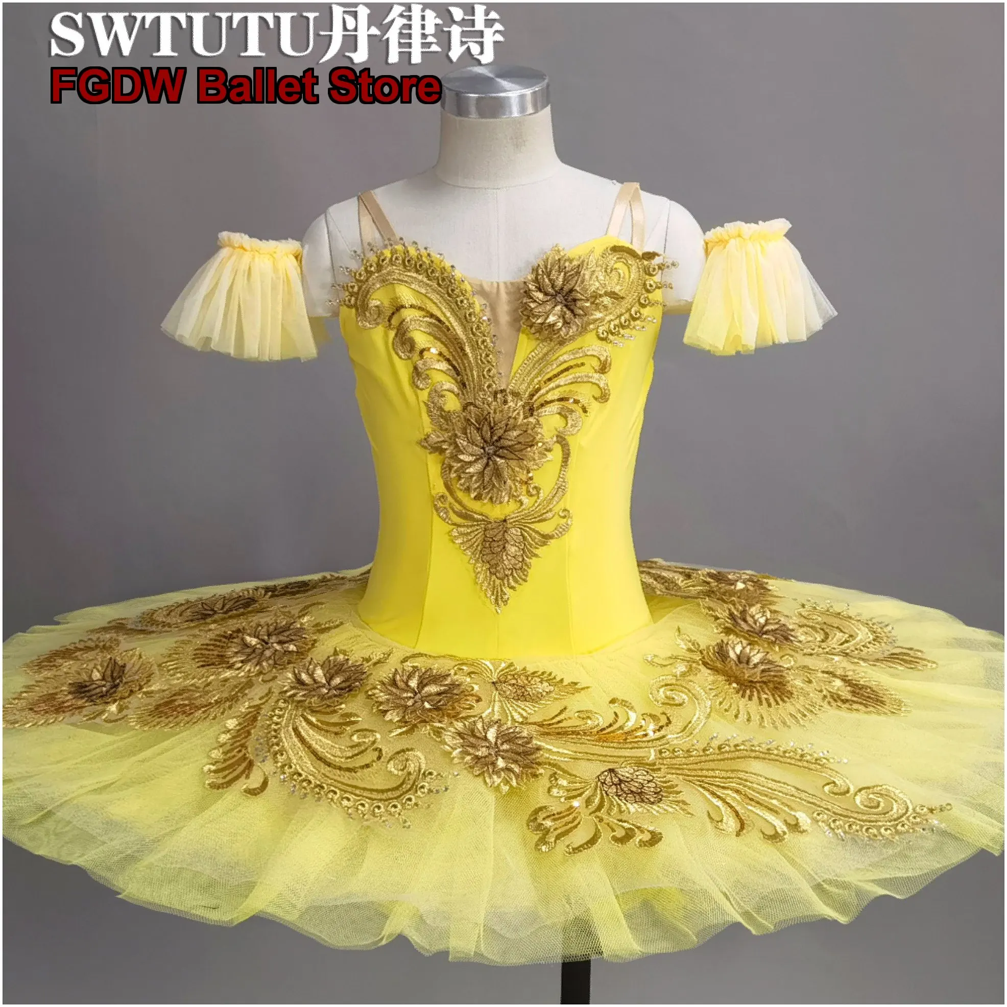 Yellow Paquita Variation Tutu Disc Children's Adult Dance Grade Performance Competition Costume Performance Costume Kids