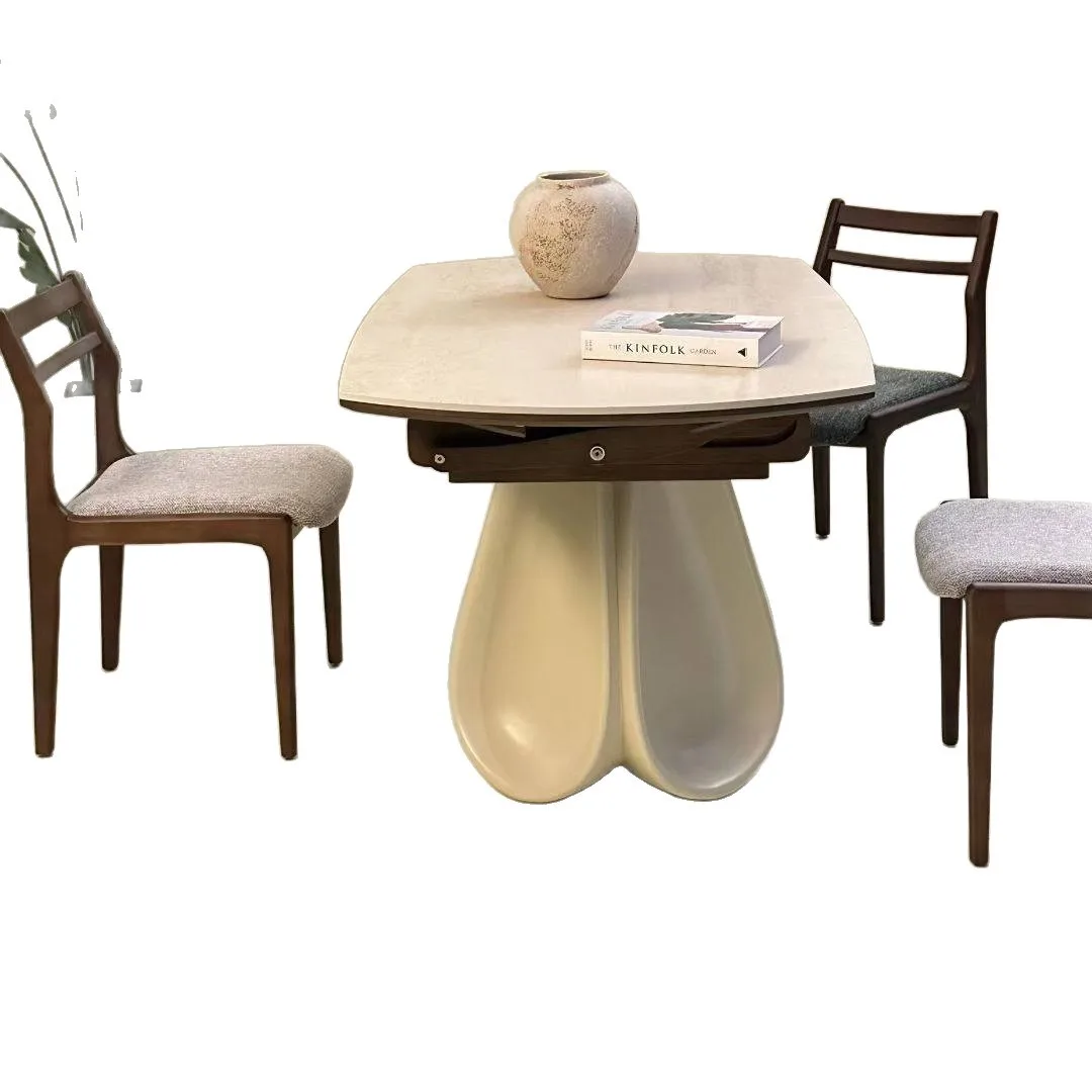 C X antique petal base dining table travertine rock slab can be round or oval small apartment, table
