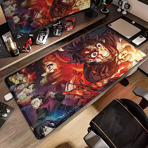 Xxl Non-slip Rubber Deskmat Keyboard Pad Cartoon Cute Mousepad Anime Demon Slayer Gaming Mouse Pad Pc Accessories Table Mousemat