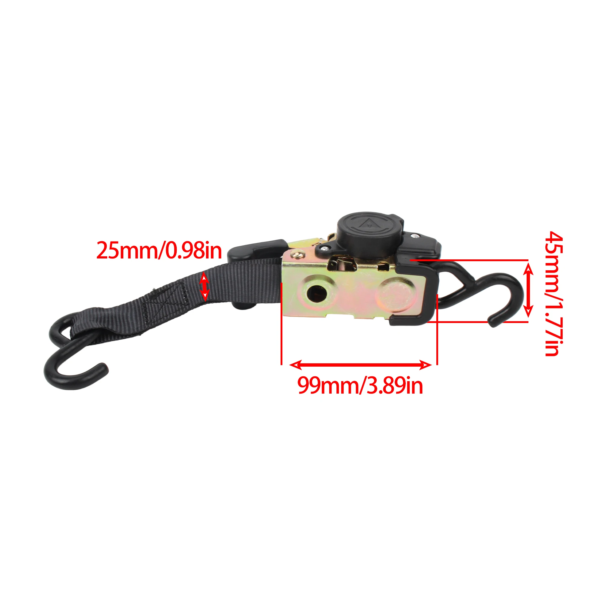 Motorcycle Auto Retracting Ratchet Tie Down Strap With S-Hook 1 Inch Auto Rewind Webbing For ATV Quad Dirt Bike Trailer Securing