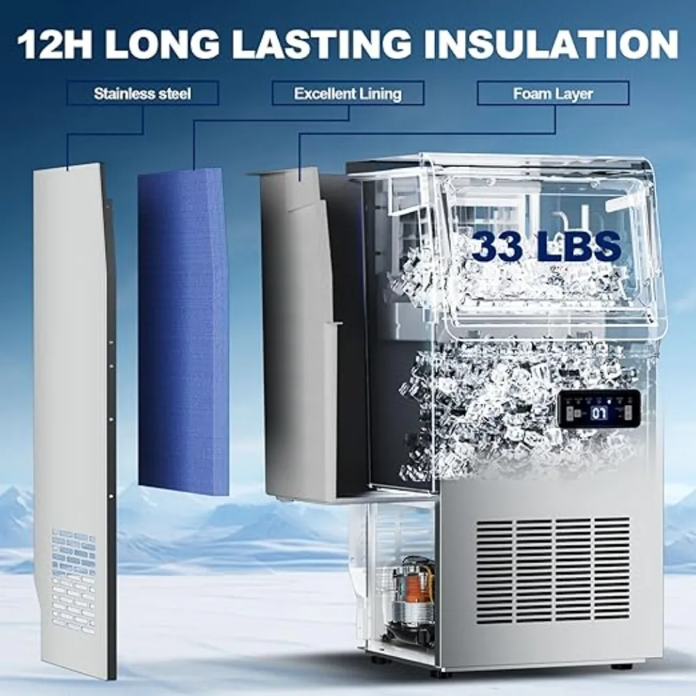 เครื่องทำน้ำแข็งแบบตั้งโต๊ะ, เครื่องทำน้ำแข็งเชิงพาณิชย์ขนาด 121 ปอนด์/24 พร้อมที่จับ เครื่องทำน้ำแข็งเชิงพาณิชย์ เครื่องทำน้ำแข็งเชิงพาณิชย์