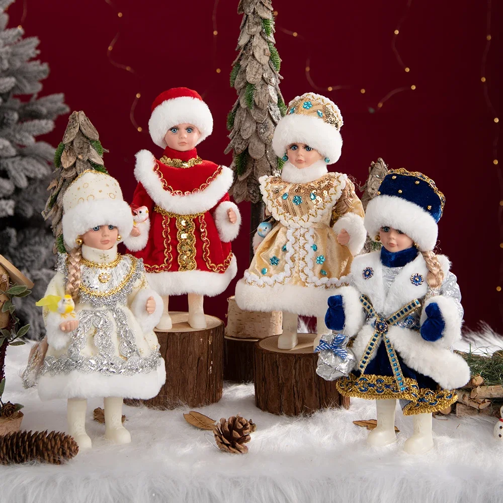 Christmas Angel คริสต์มาส Decors เครื่องประดับไฟฟ้า Santa Claus Snow Maiden ดนตรีเต้นรําของขวัญตกแต่งบ้าน Navidad