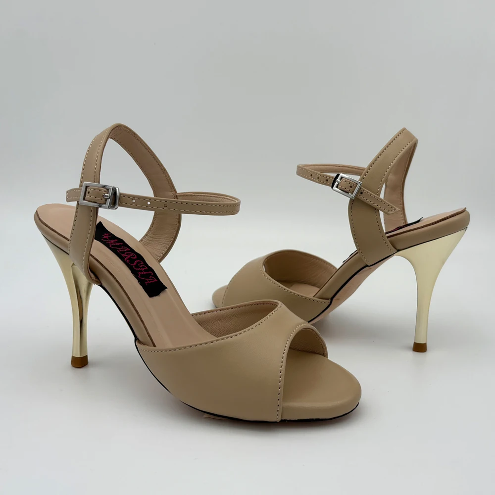 

Fashion Argentina Tango Shoes Nude Leather 7.5cm 9cm Available Party Shoes Wedding Shoes Shipping Free Leather Sole T628235NL
