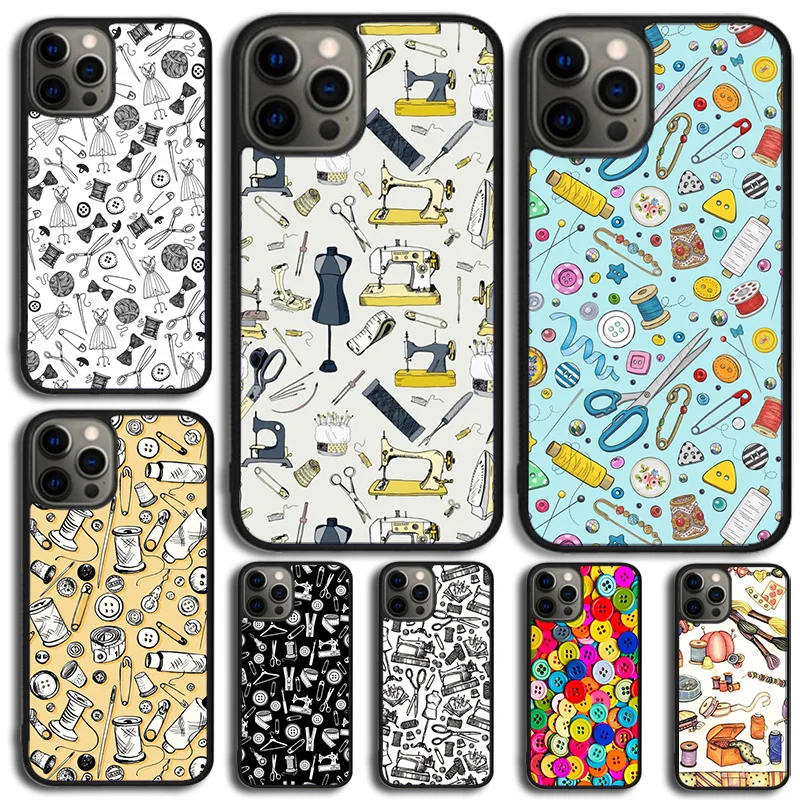 Sewing Scissors Buttons Phone Case For Samsung Galaxy S10 S22 S23 S24 Note 10 20 Lite S20 Plus S21 Ultra Back Cover