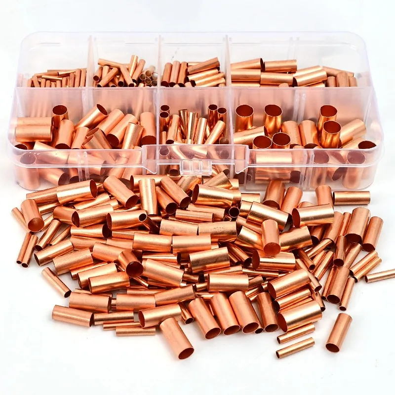 250-1000pcs Copper Crimp Connector Wire Ferrules Kit Connection Tube Terminals Pipe Wire Joint Tube Wire Connectors GT-1.5/GT-6