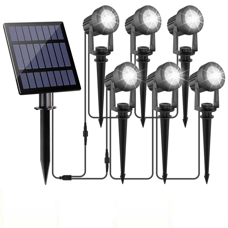 Outdoor LED Solar Spotlights Waterproof Adjustable Brightness Backyard Ground Mounted Lawn Lights for Garden Lighting