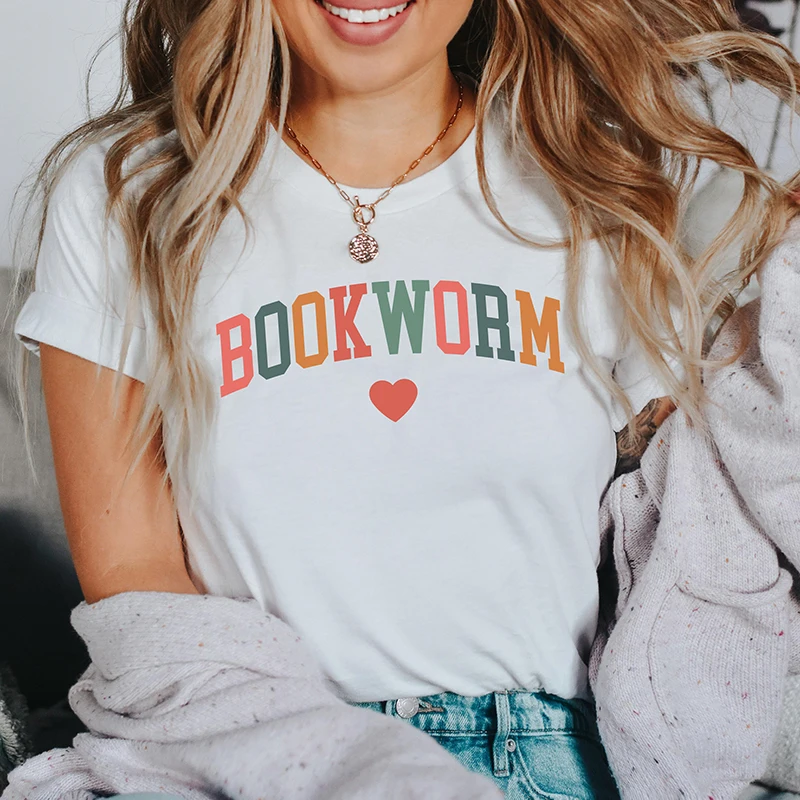 

Bookworm Teacher Women T Shirts Book Lover Graphic Tee O Neck Reading Own Gift Harajuku Kawaii T-shirt Clothes Female Cotton