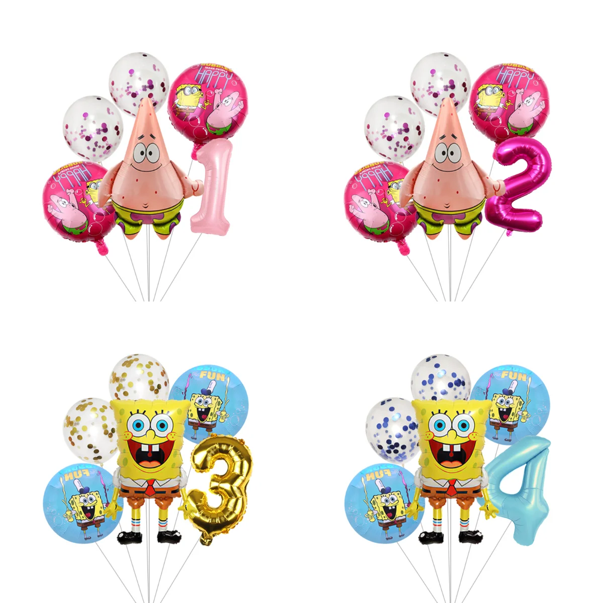 Ballons de fête pour enfants sur le thème de Bob l'éponge, qualité hélium, Mylar, Bob l'éponge et Patrick avec confettis en latex pour fête sous l'eau