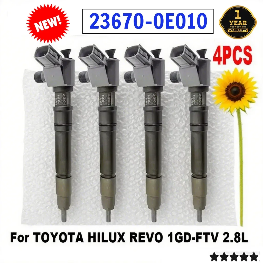 

4 шт. форсунки 23670-0E010, 23670-0E020, 295700-0560, НОВЫЕ дизельные топливные форсунки для Toyota Fortuner Hilux Revo 2.4L 1GD/2GD