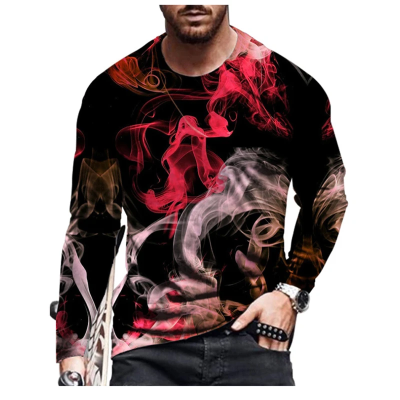 New Men's Clothing Personalized 3d Printed T-shirt Personalized Outdoor Entertainment Men's Round Neck Long Sleeve T-shirts Tops