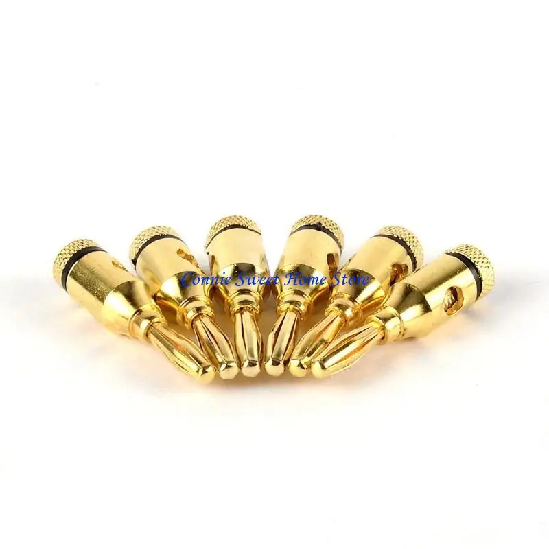 Lxaf plugue de banana para alto-falante banhado a ouro, 4 peças, tipo parafuso aberto, conector para fio de alto-falante, placas de parede de home theater